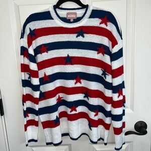 Show‎ Me Your MuMu Star Spangled Stripe Knit Pullover Sweater Oversized Small